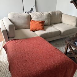 Beige Sectional World Market Sofa with Ottaman – Used but Comfy & Sturdy