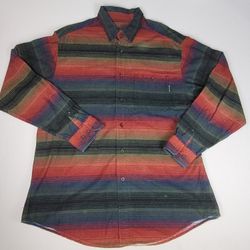 VTG Woolrich Flannel Striped LS Aztec Shirt Button Down Outdoors Men's XL