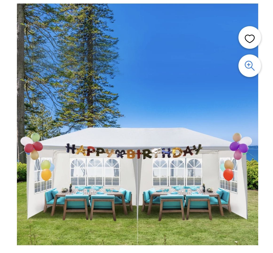 10x20 Tents for Parties, Big Party Tent, Outdoor Canopy Tent with 6 Removable Sidewalls and Windows for Wedding, Event, White Backyard Tent for Tempor