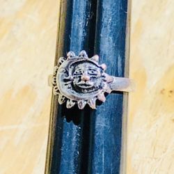 Moon And Sun Aztec Ring Size 6.75  