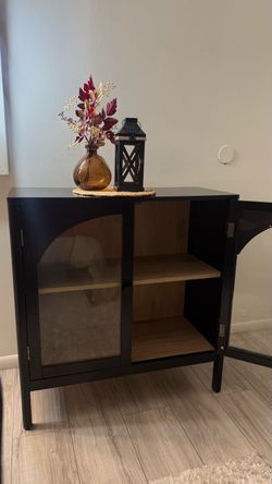 Black Cabinet with Glass Doors