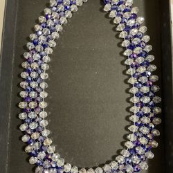 Purple Crystal Necklace And Bracelet Set