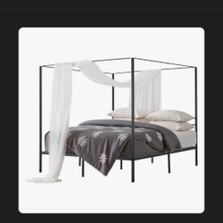 King Size Metal Canopy Bed Frame 