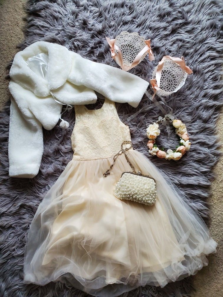 Gourgeous Ivory Flower Girl Dress And More Stuff For It