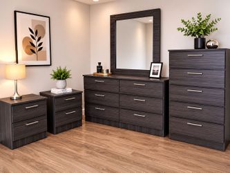 Dresser Whit Mirror,  Chest and 2 Nightstands - Cómoda Con Espejo,  Gavetero Y 2 Mesitas de noche