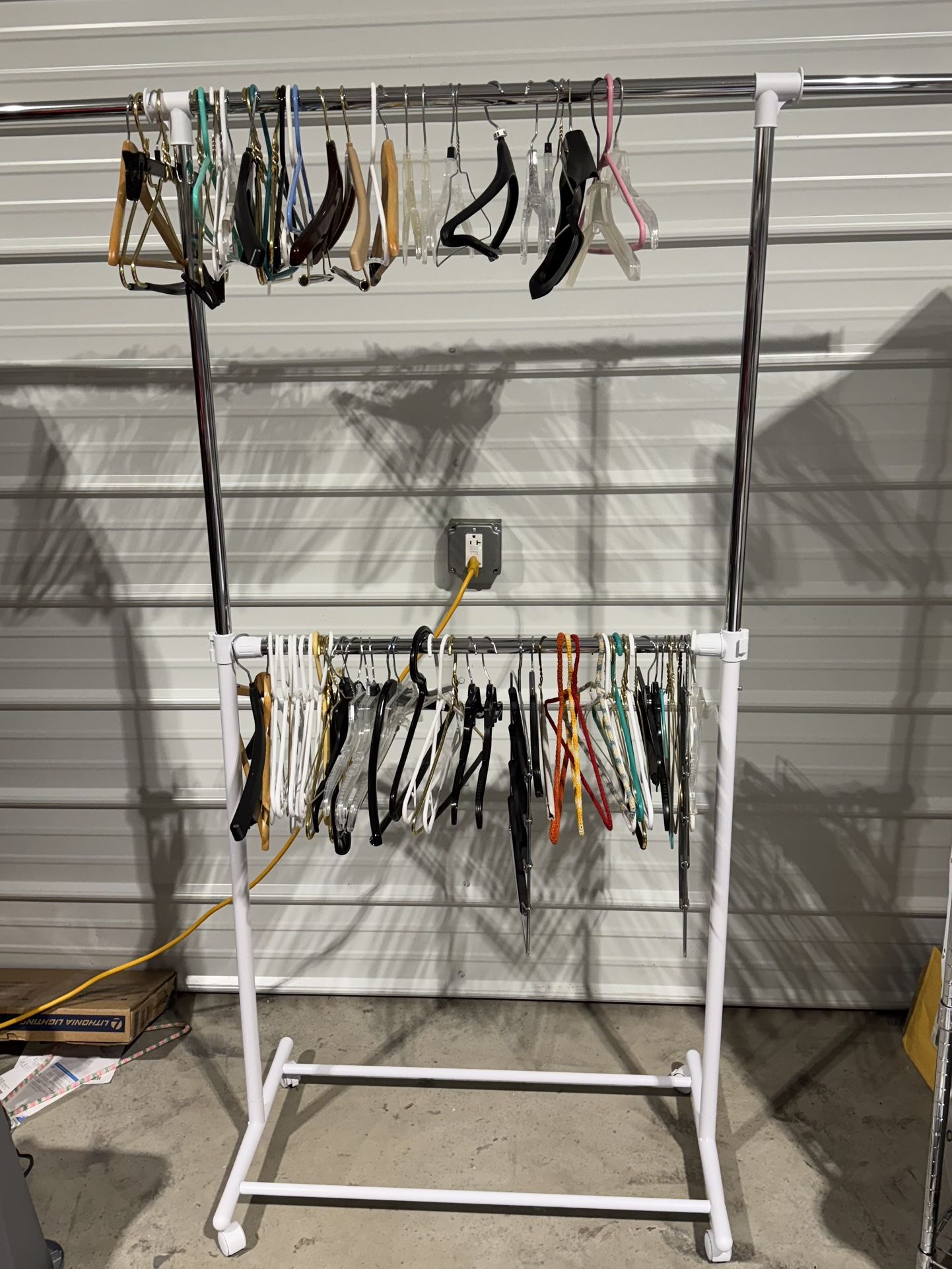 Mainstays 2-Shelf Garment Drying Clothes Rack + amount of hangers