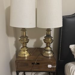 2x Antique Brass Lamps
