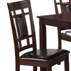 3 Pieces Wooden And Leather Dining Chairs