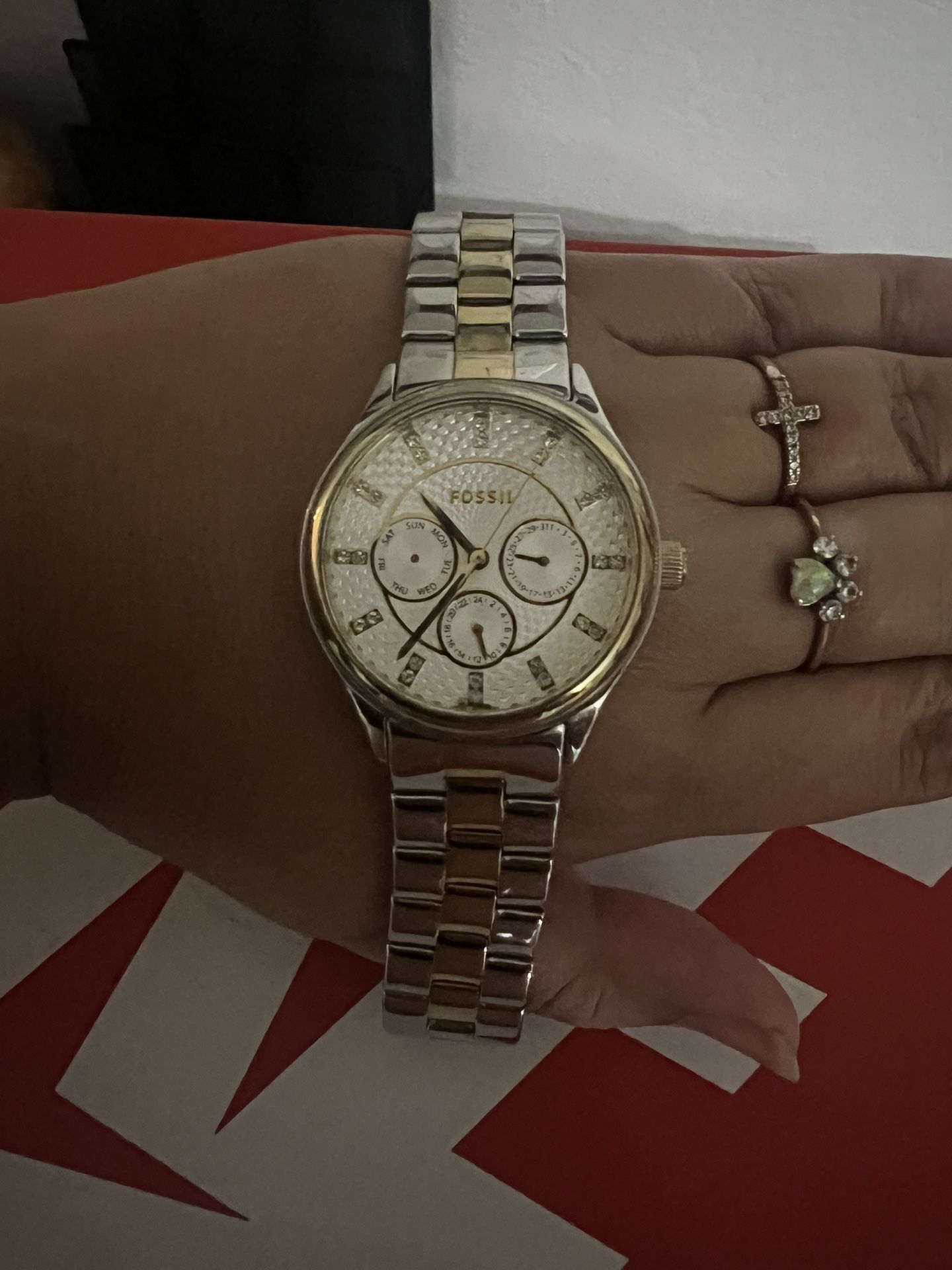 Fossil Watch Silver&Gold Band with white face