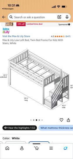 Twin Low Loft Bed with Stairs