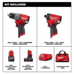 Milwaukee 3497-22 M12 FUEL 12V 2-Tool Combo Kit (Hammer Drill & Impact Driver)