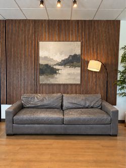 Free delivery! Restoration Hardware RH Maxwell Grey Italian Leather Couch down feather filled