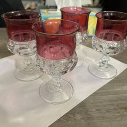 Cranberry Glass Goblets 