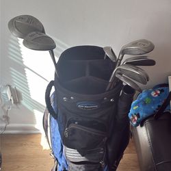 Misc golf clubs with bag