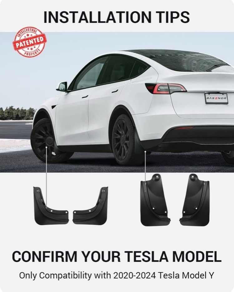 BASENOR 2025 Upgraded Tesla Model Y Mud Flaps Splash Guards