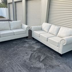 White Sofa & Loveseat 