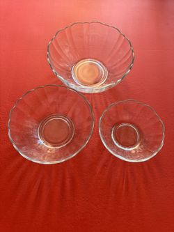 Vintage Clear Glass Bowls, Set Of 3