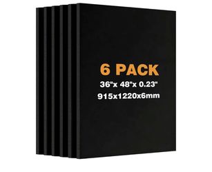 6 Pack 36" x 48" Foam Board,0.23 Inch Thick Black Foam Poster Board, Large Acid-Free Foam Core Board, Polystyrene Rigid Foamboard for Backdrop, Displa