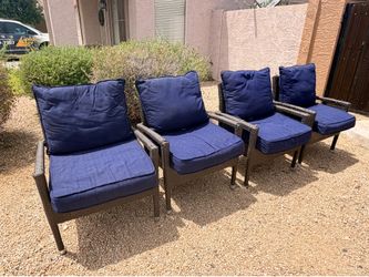 Set (4) Faux Wicker Patio Outdoor Chairs (LxWxH: 29” x 24” x 35”)