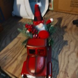 Antique Christmas Car With A Little Trolls And Decoration