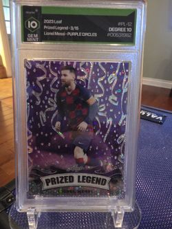 2023 Leaf Lionel Messi Prized Legend Purple Circles 3/15 BGS Gem Mint 10