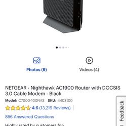 NETGEAR - Night Hawk Modem & Router 