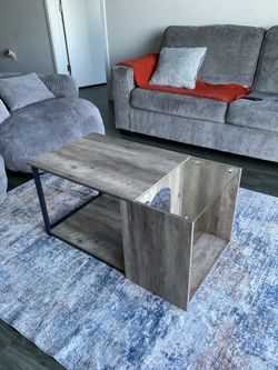 Modern Coffee Table with Glass Side Panel & Storage Shelf