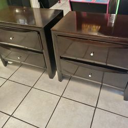 Pair Of Solid Wood Nightstands 