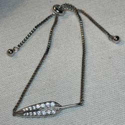 Parklane Silver Clarity Crystal Rhinestone Bolo Slide Feather Bracelet