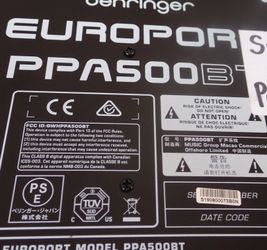Behringer Europort PPA500BT 500-watt, 6-channel Portable PA System W