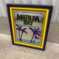 Vintage 1980s Matilda Bay wine cooler advertising mirror … 19” x 16” framed ready to hang … $30