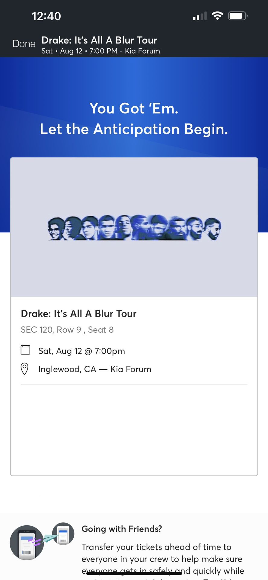 Drake - It’s All A Blur Kia Forum Tickets