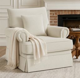 Light Beige Gray swivel fabric accent chair