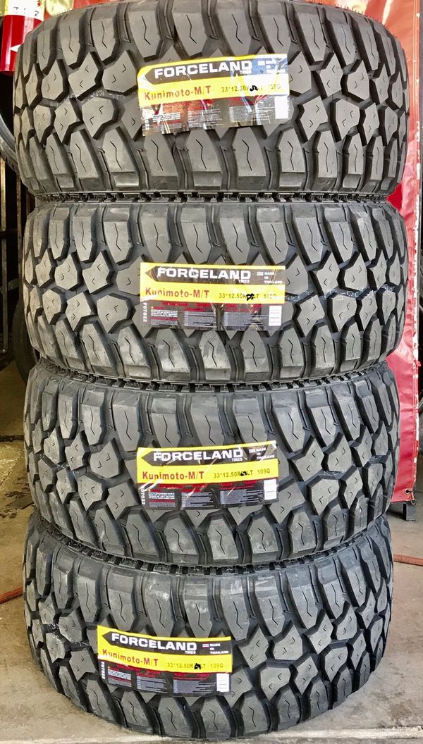 New 33x12.5020 FORCELAND MT 185.00 each tire MOUNTED BALANCED AND TAX
