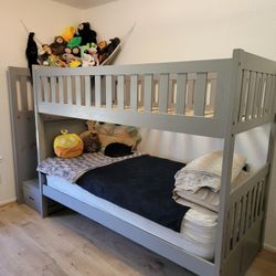 Bunk Bed With Drawers, Mattress Included