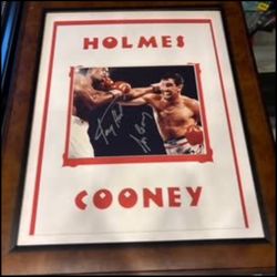 Signed Larry Holmes vs Gerry Cooney 1982 Boxing Fight Print - Framed & Ready to Hang