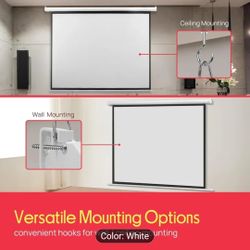84" Motorized Projector Screen, Electronic Automatic Projection Display, Includes Remote Control