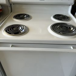 White Refrigerator And Stove Set Very Clean