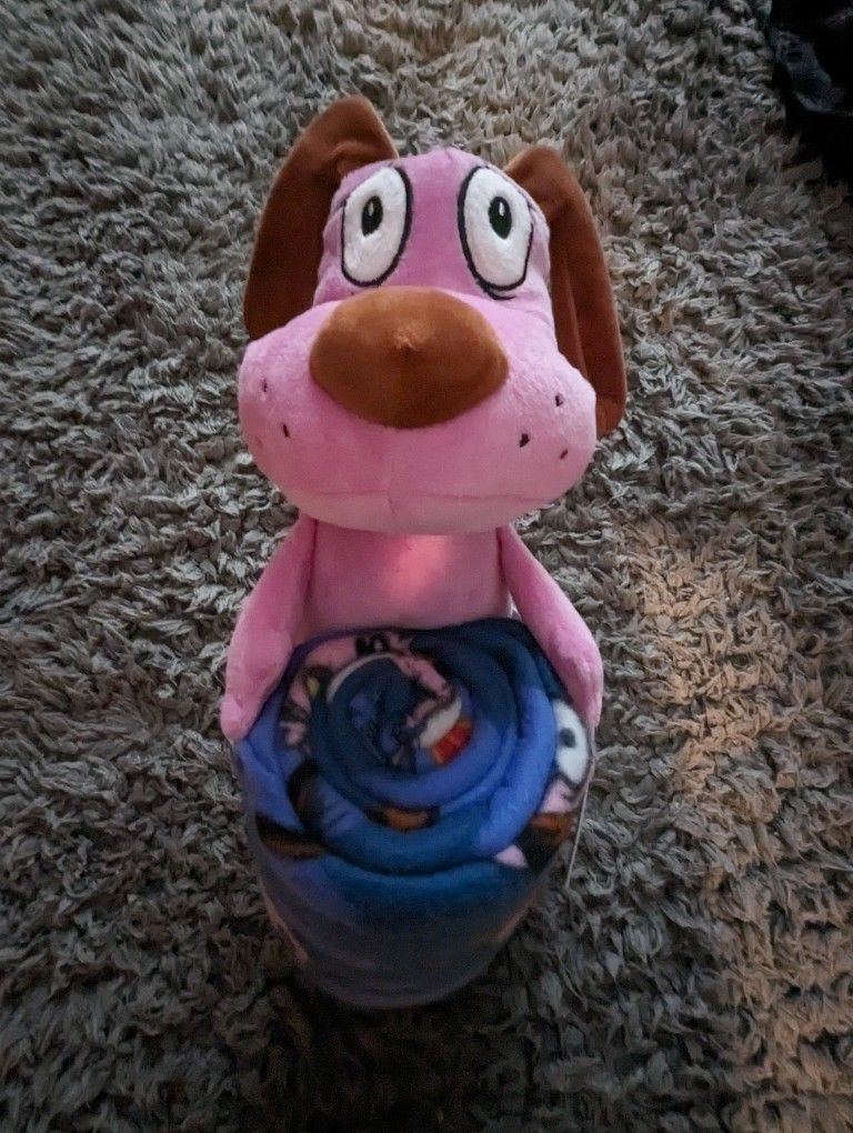 Courage the Cowardly Dog Plush and Blanket Set (With Tag)