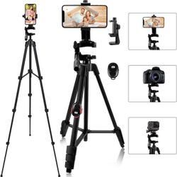 Brandnew iPhone Tripod, 54 inch Light Travel Tripod, with Mobile Phone Holder Adapter/Remote Shutter/Carry Bag for Selfie, Suitable for Video, Live Br