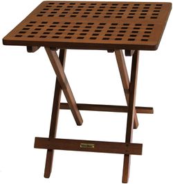Fully Assembled Folding Square Table, Brown, 20 x 20 x 19 inches