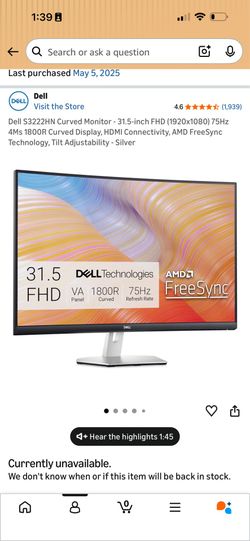 De ll S3222HN Curved Monitor - 31.5-inch FHD (1920x1080)