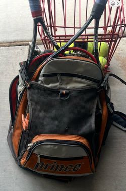 Tennis Gear Set – Prince Backpack, 2 Racquets, and Hoag Ball Basket