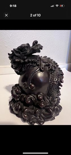 Chinese Red Resin Cast Dragon 7” Inch Tall Vintage Nice Shape God For Collection