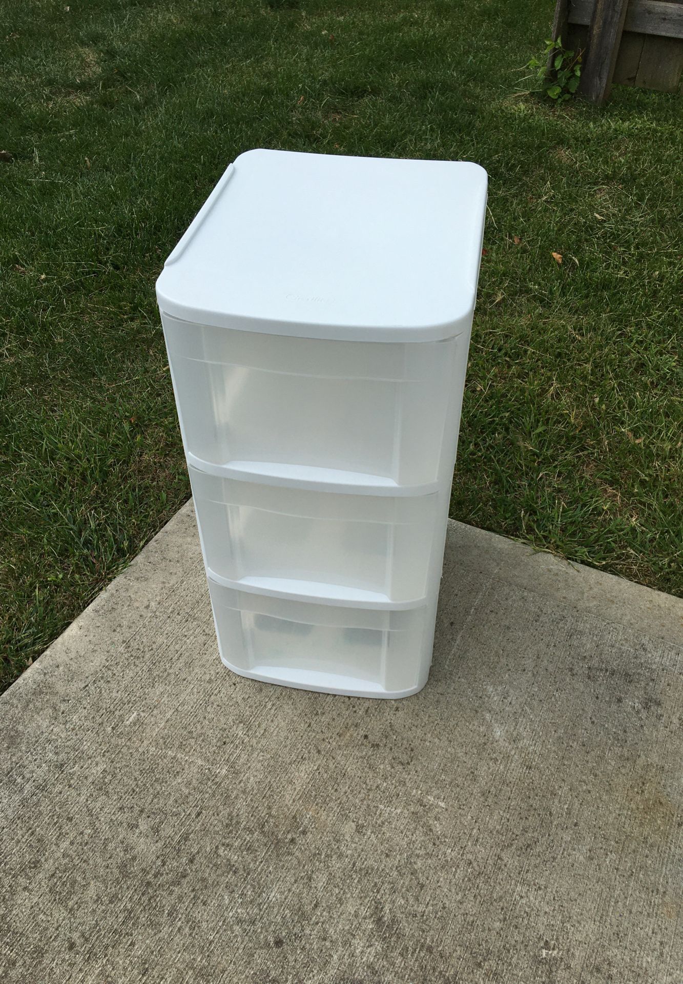 Sterlite 3-drawer plastic storage bin 15 3/4” D x 12 1/2” W x 24 5/8” T outside dimensions