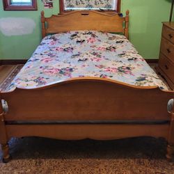Circa 1950s Hard Rock Maple Full Size Bed Frame