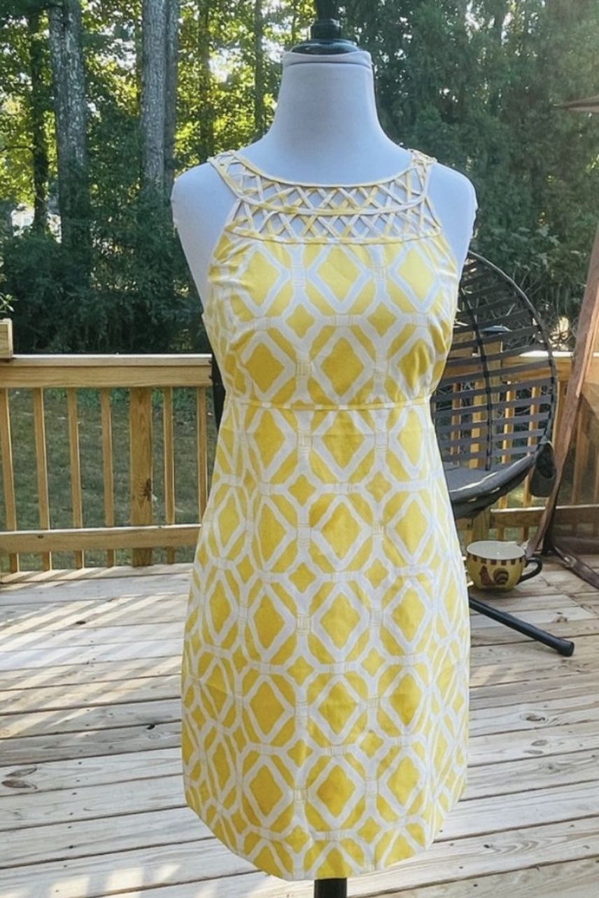 Lilly Pulitzer Jacqueline Sleeveless Mini Criss Cross NecklineYellow Dress Sz. 4