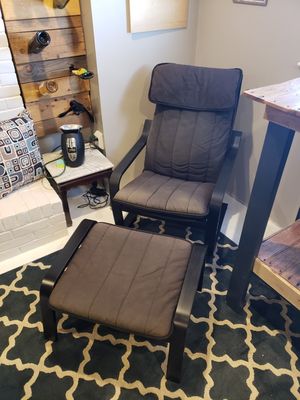 Ikea Poang Chair Armchair Footstool Set With Covers For Sale