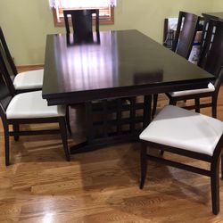 Dining Room Set Set 9 pcs Espresso Table Chairs Credenza Buffet