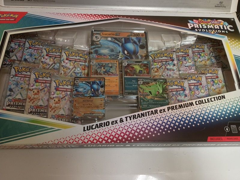 Pokémon Prismatic Evolution Scarlet And Violet Lucario Tyranitar Collectors Edition Set